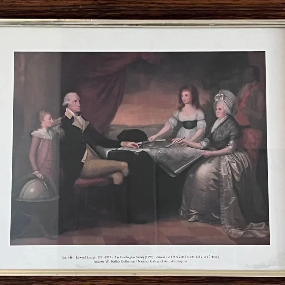 The Washington‎ Family by Edward Savage Vintage MCM Art Print Framed 16